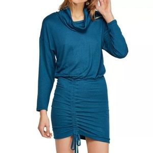 Free People NWT Sundown Cowl Neck Ruch Mini Dress